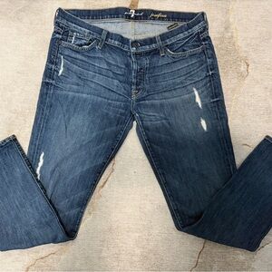 7 for all Mankind Josefina Skinny Blue Jeans Distressed Size 31